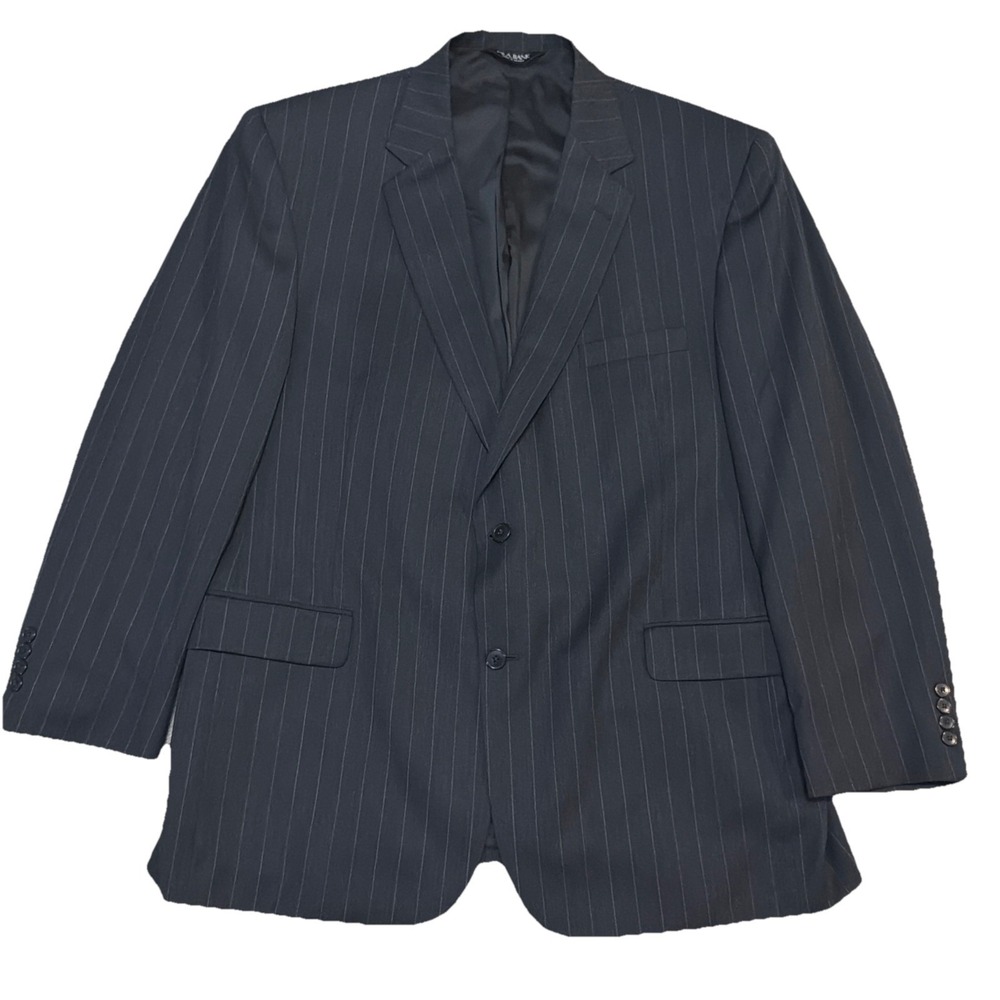 Jos A‎ Bank Sport Coat Blazer 48R Black 100% Wool Classic 2 Button Single Vented